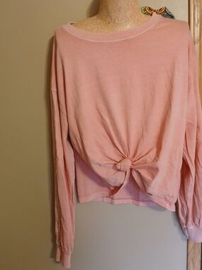 Hollister Light Pink Long Sleeve Knot Front Sweatshirt